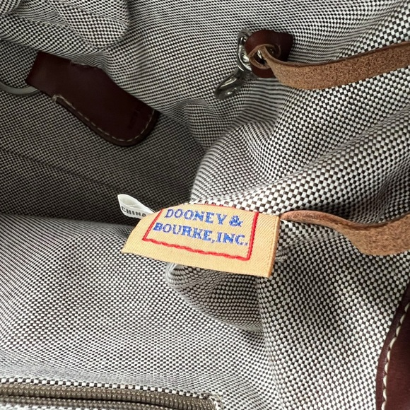 DOONEY & BOURKE Green logo fabric with Brown leather trims Satchel Bag - Picture 6 of 15